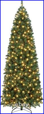 Artificial Christmas Tree 7.5ft Slim Pre-lit Fir with Warm White Lights