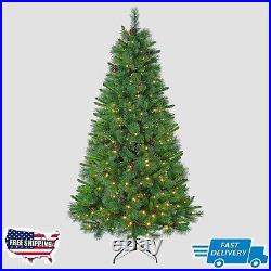 Artificial Christmas Tree 7' Pre Lit Indoor Decoration 350 Warm White Led Lights