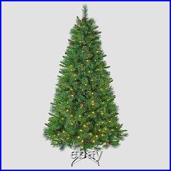 Artificial Christmas Tree 7' Pre Lit Indoor Decoration 350 Warm White Led Lights