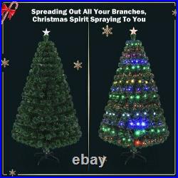 Artificial Christmas Tree, 8 Flash Modes, Multicolored LED Lights, & Metal Stand