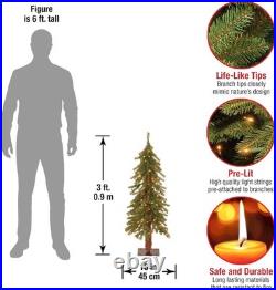 Artificial Christmas Tree Cedar 3ft Pre-Lit White Lights Indoor Holiday Decor