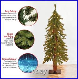 Artificial Christmas Tree Cedar 3ft Pre-Lit White Lights Indoor Holiday Decor