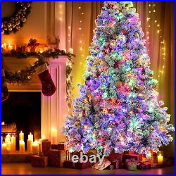 Artificial Christmas Tree Decoration Lights 6Ft Prelit Snow Flocked Trees