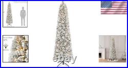 Artificial Christmas Tree Flocked Pine 7.5ft Pre-Lit Snow Dense Tips Stylish