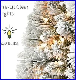 Artificial Christmas Tree Flocked Pine 7.5ft Pre-Lit Snow Dense Tips Stylish