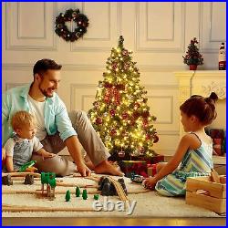 Artificial Christmas Tree Pre-Lit 4.5ft with Warm White LED Lights Xmas Decocation