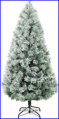 Artificial Christmas Tree Pre-Lit 6ft with Warm White LED Lights Metal Stand Xmas