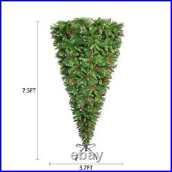 Artificial Christmas Tree Upside Down Holiday Standing Xmas LED Lights New Year