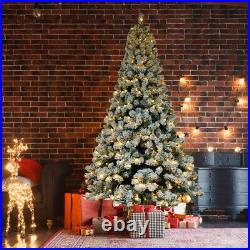 Artificial Christmas Tree with LED Lights Pencil Fir Realistic 6ft Flocking Tied