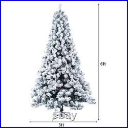 Artificial Christmas Tree with LED Lights Pencil Fir Realistic 6ft Flocking Tied