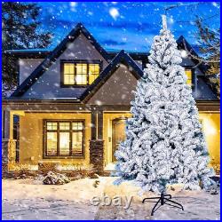 Artificial Christmas Tree with LED Lights Snow Flocked Holiday Party Decoration