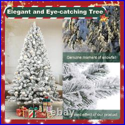 Artificial Christmas Tree with LED Lights Snow Flocked Holiday Party Decoration