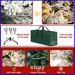 Artificial Christmas Tree with LED Lights Snow Flocked Holiday Party Decoration