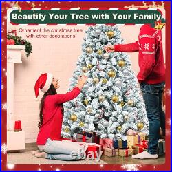 Artificial Christmas Tree with LED Lights Snow Flocked Holiday Party Decoration