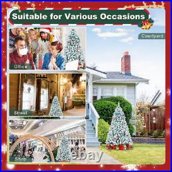 Artificial Christmas Tree with LED Lights Snow Flocked Holiday Party Decoration