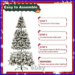 Artificial Christmas Tree with LED Lights Snow Flocked Holiday Party Decoration