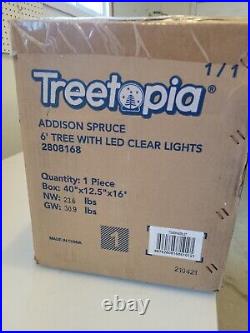 Artificial Christmas tree Led clear lights 6 foot spruce addison