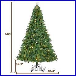 Artificial Fir 7.5FT Christmas Tree with 350 LED Lights and Lush Branch Tips