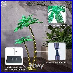 Artificial Lighted Palm Tree 4FT&6FT Decor, 184LED for Outside Patio Home