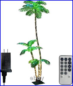 Artificial Palm Tree 7Ft 3Trunks 245LED Lighted Simulation Tropic