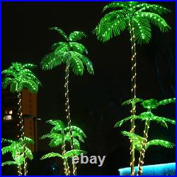 Artificial Palm Tree 7Ft 3Trunks 245LED Lighted Simulation Tropic