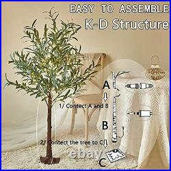Artificial Tree with Lights Outdoor 160 Fairy LED Faux 4FT Lighted Olive Tree