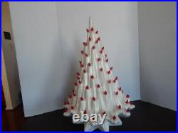 Atlantic Mold Ceramic Lava Christmas Tree Opalescent Pearl White-Red Lights