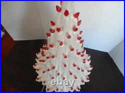 Atlantic Mold Ceramic Lava Christmas Tree Opalescent Pearl White-Red Lights