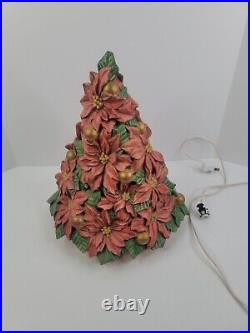 Atlantic Mold Lighted Poinsettia Bouquet Christmas Tree Vintage