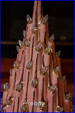 Atlantic Mold Volcano Lava Ceramic Christmas Tree Pink & Gold with Clear Lights Atlantic Mold Volcano Lava Ceramic Christmas Tree Pink & Gold with Clear Lights