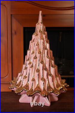 Atlantic Mold Volcano Lava Ceramic Christmas Tree Pink & Gold with Clear Lights Atlantic Mold Volcano Lava Ceramic Christmas Tree Pink & Gold with Clear Lights