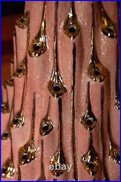 Atlantic Mold Volcano Lava Ceramic Christmas Tree Pink & Gold with Clear Lights Atlantic Mold Volcano Lava Ceramic Christmas Tree Pink & Gold with Clear Lights