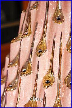Atlantic Mold Volcano Lava Ceramic Christmas Tree Pink & Gold with Clear Lights Atlantic Mold Volcano Lava Ceramic Christmas Tree Pink & Gold with Clear Lights