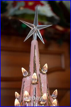 Atlantic Mold Volcano Lava Ceramic Christmas Tree Pink & Gold with Clear Lights Atlantic Mold Volcano Lava Ceramic Christmas Tree Pink & Gold with Clear Lights