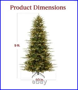 BCP 9ft Pre-Lit Artificial Aspen Noble Fir Christmas Tree W LED Lights & Quick C