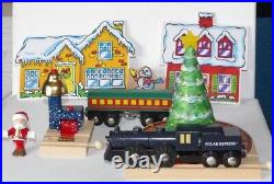 BRIO Polar Express Wooden Train Set Light-Up Christmas Tree Bell Trains Santa +