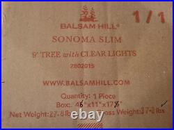 Balsam Hill 9' Sonoma Pencil Slim christmas tree with clear lights 2802015