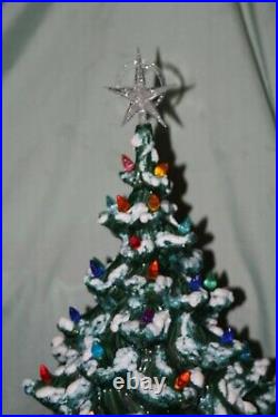 Beautiful Vintage 26 Lighted -Flocked Ceramic Christmas Tree Atlantic Mold