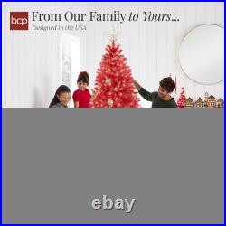Best Choice Products Pre-Lit Artificial Christmas Tree Incandescent Lights Red