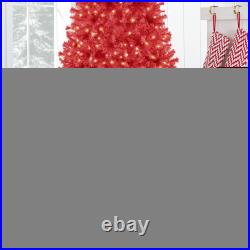 Best Choice Products Pre-Lit Artificial Christmas Tree Incandescent Lights Red