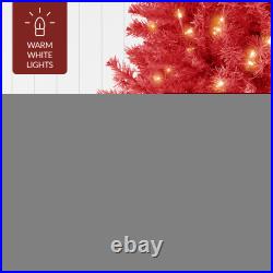 Best Choice Products Pre-Lit Artificial Christmas Tree Incandescent Lights Red