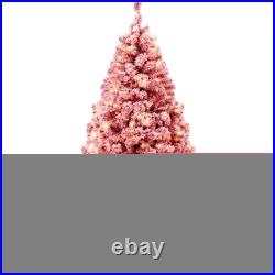 Best Choice Products Pre-Lit Flocked Artificial Pine Tree Lights Red White