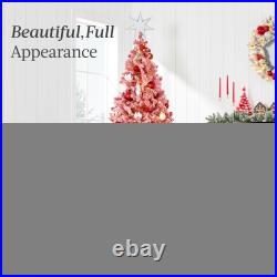 Best Choice Products Pre-Lit Flocked Artificial Pine Tree Lights Red White