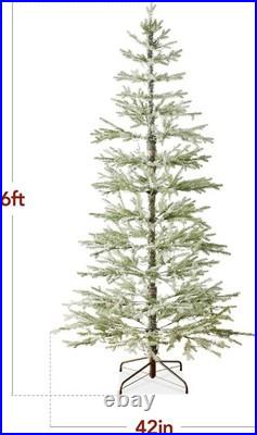 Best Choice Products Pre-Lit Sparse Christmas Tree 6Ft Artificial Flocked Pine H