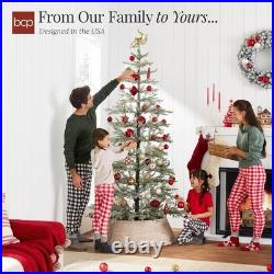 Best Choice Products Pre-Lit Sparse Christmas Tree 6Ft Artificial Flocked Pine H