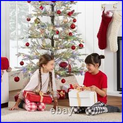 Best Choice Products Pre-Lit Sparse Christmas Tree 6Ft Artificial Flocked Pine H