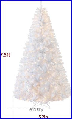 Best Choice Products White Christmas Tree 7.5Ft Pre-Lit Artificial Pine Tree Pre