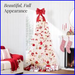 Best Choice Products White Christmas Tree 7.5Ft Pre-Lit Artificial Pine Tree Pre