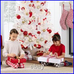 Best Choice Products White Christmas Tree 7.5Ft Pre-Lit Artificial Pine Tree Pre