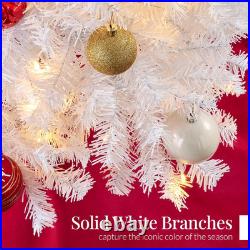 Best Choice Products White Christmas Tree 7.5Ft Pre-Lit Artificial Pine Tree Pre
